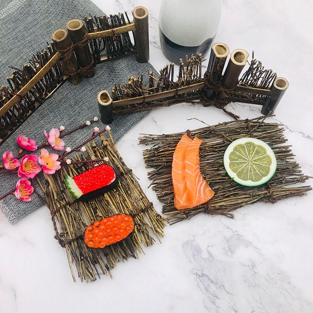 Кухонный реквизит для размещения Веер из листьев пу Заборное украшение Лодка для суши Инструменты для суши Коврик для суши Тарелка для суши