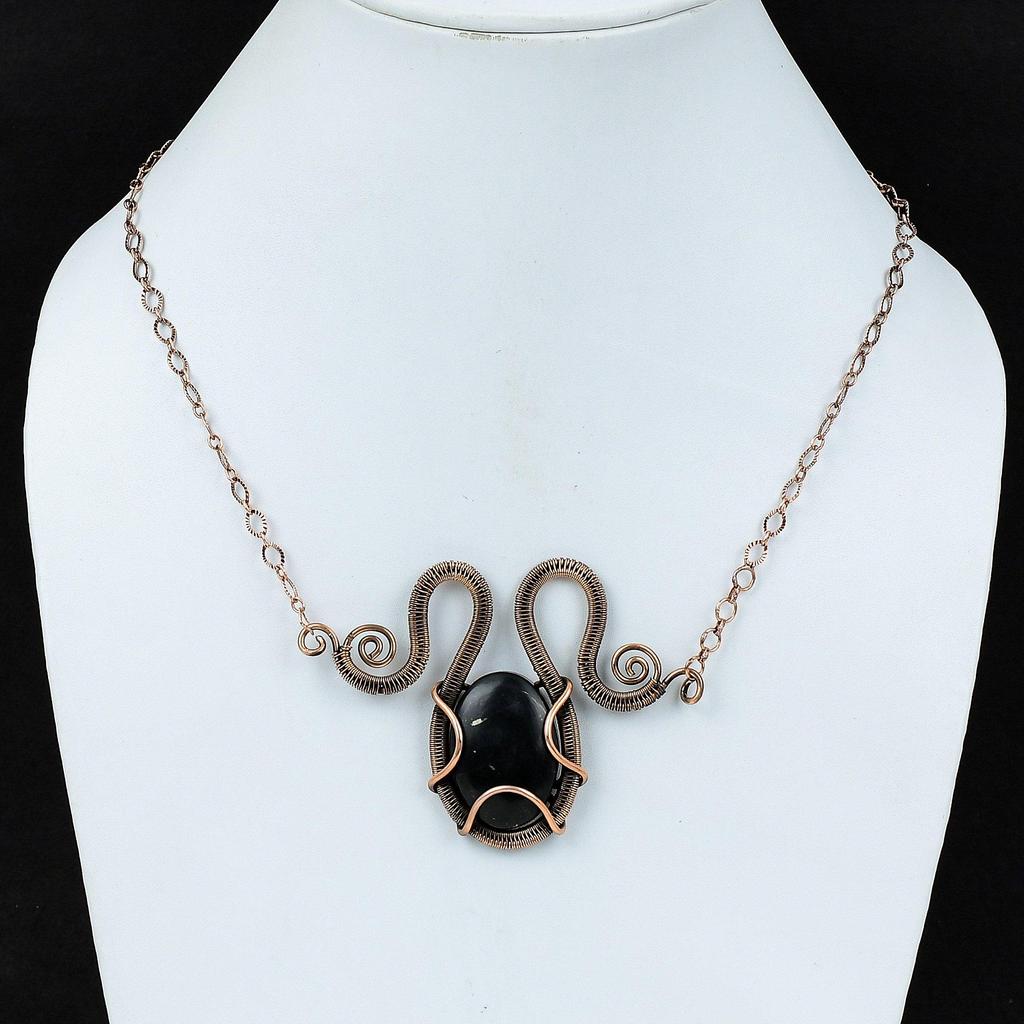 Ожерелье из шунгита, ожерелье из медной проволоки, ожерелье из медных украшений, ожерелье из драгоценных камней, регулируемое ожерелье, ожерелье ручной работы, обернутое проволокой, подарок для нее