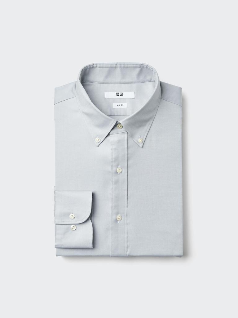 Uniqlo Япония Тонкая Оксфордская Рубашка Slim На Пуговицах Без Кармана
