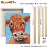 RUOPOTY Painting By Numbers Cattle Animal Wall Art Unique Gift Acrylic Home Decor Hand Painted Coloring Flower For Living Room