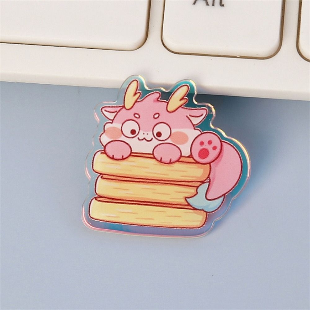 Flying Dragon Cartoon Dragon Brooch Lapel Pin Year Badge Pins Laser Acrylic Brooch  School Bag