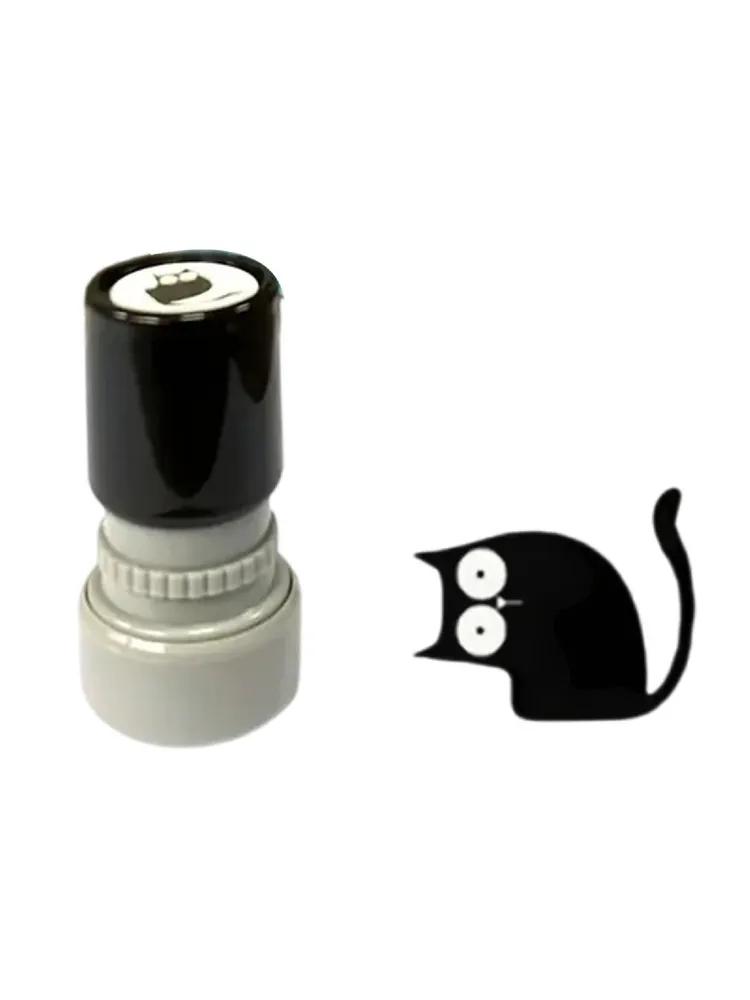 Cute stamp depicting a black cat - horizontal tail