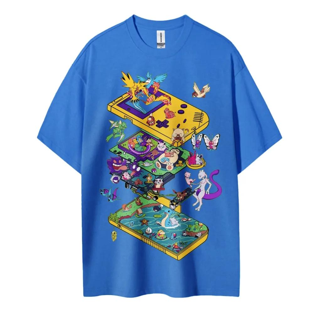 Мужская футболка Pokemon, 100% хлопок, повседневная, с круглым вырезом, с коротким рукавом, одежда, лето 2026, спортивная, повседневная, топ с коротким рукавом