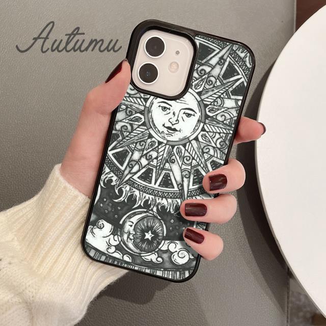 Синий чехол для телефона с изображением солнца и луны для iPhone 11 12 13 14 Pro Max mini X XR XS SE 2020 6S 7 8 Plus Samsung Galaxy S21 S22 Cover shell