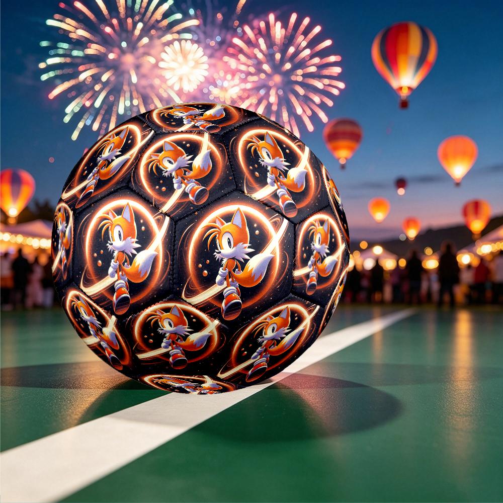 1pc Sonic the Hedgehog Pattern Football, Standard Size 5 Soccer Ball Stylish Sport Football for Competition Play and Training