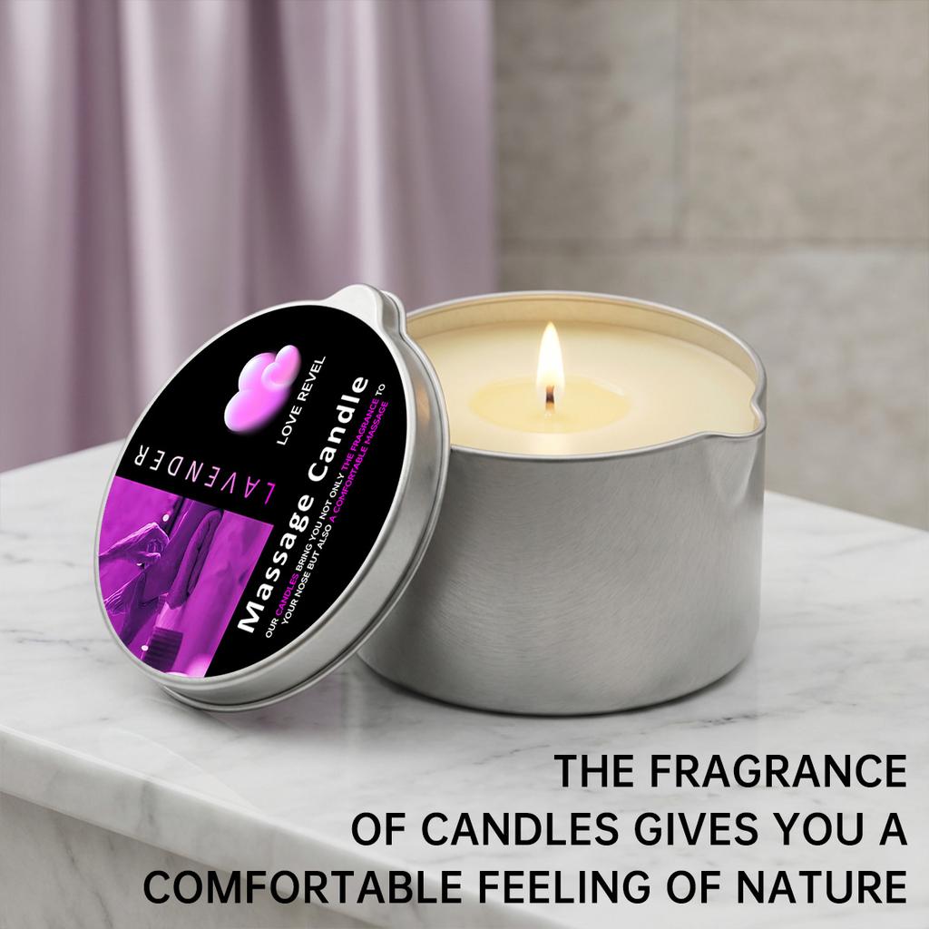 Massage Oil Candle Lavender 2oz Aromatherapy Candles with Soy Wax Moisturizing - Christmas Home Decoration Candle Holders Gift