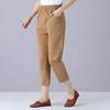 Middle-aged and Elderly Mother's Pants Straight High Waist Solid Color Washed Cotton Linen Casual Women's Eight-point Pants