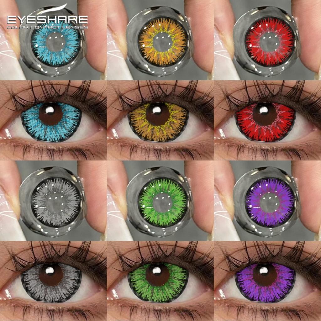 Eyeshare 1 пара линз Colorcon Red, цветные контактные линзы для глаз, линзы для косплея, аниме-аксессуары, синие линзы на год