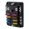Waterproof 12 Volt Fuse Block, 6 Way with 6 Ground Negative Busbar[100 Amp Max] [ATC/ATO Fuses] [LED Indicator] [2 Spare Fuse Slots] for Car Boat Etc.