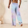 Men s Plus Size Purple Black Gray Gem Printed Drawstring Waist Straight Leg Full Length Beach Pants