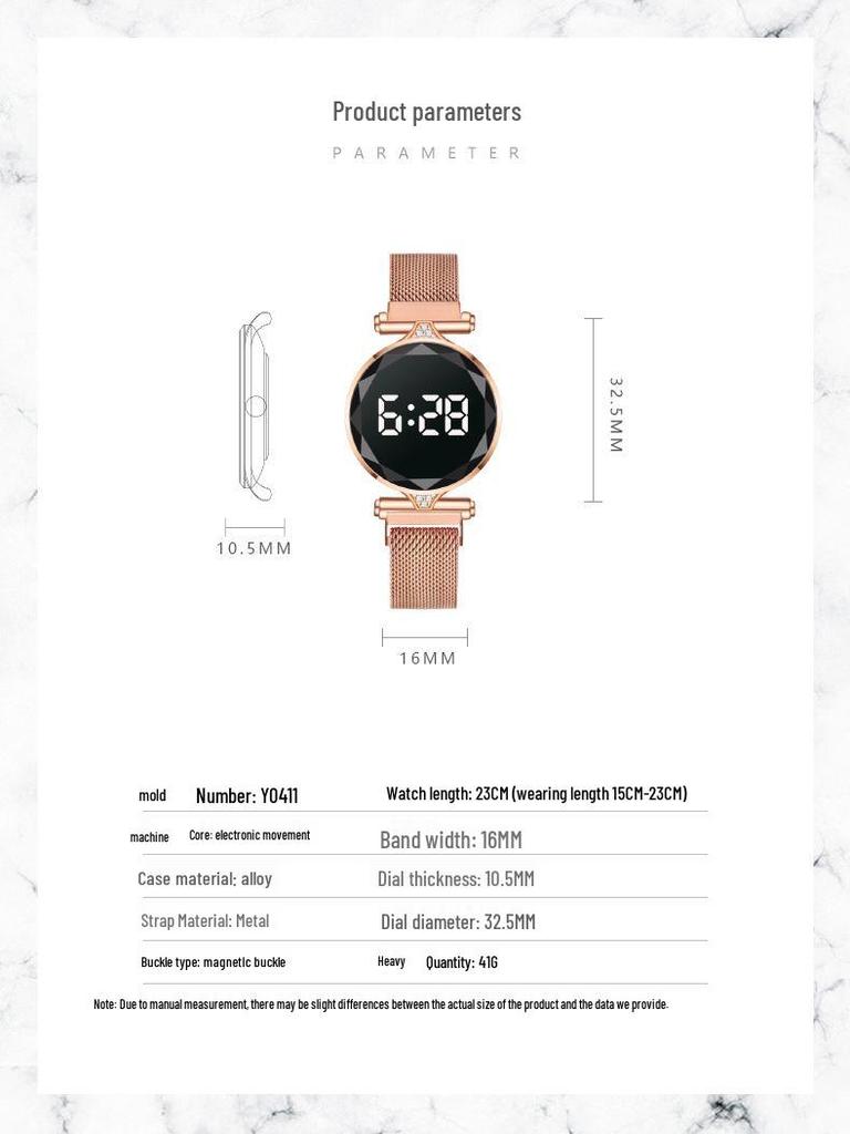 Женские стразы LED Магнитные Модные часы