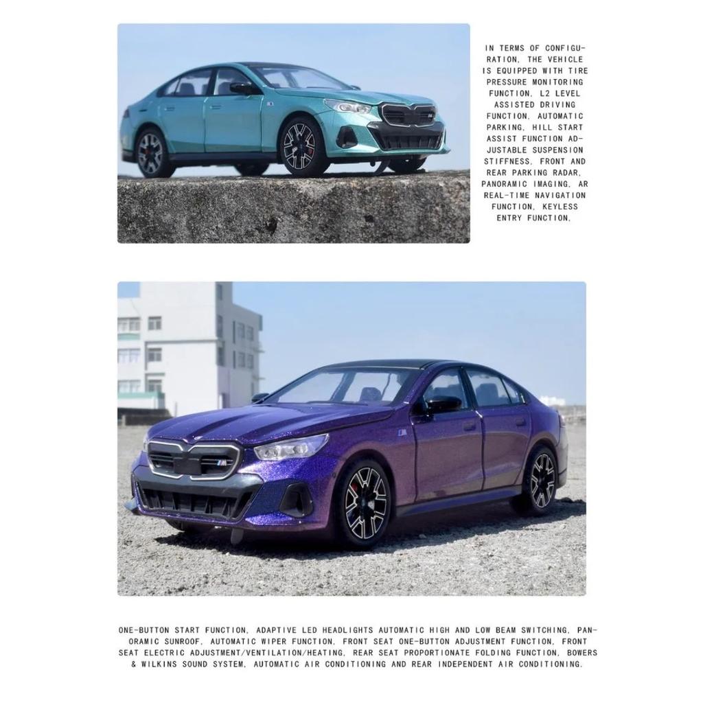 New 1/24 BMW I5 M50 Supercar Alloy Model Car Toy Diecasts Metal Casting Sound and Light Car Toys For Children Vehicle