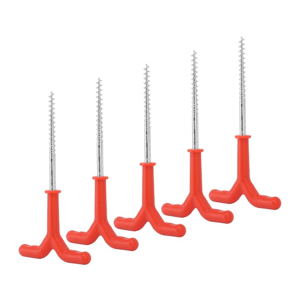 5PCS Metal Plastic Ice Fishing Stakes Y-Handle Grip Tent Stakes Drill Rod Holders Winter Camping