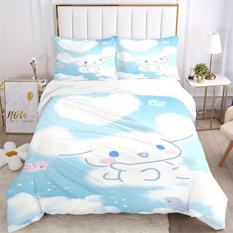 3pcs Love Cinnamoroll Sanrio Print Cover Set Ultra Soft, Breathable, and Comfortable Bedding with Stylish Design for Bedroom and Guest Room Decor