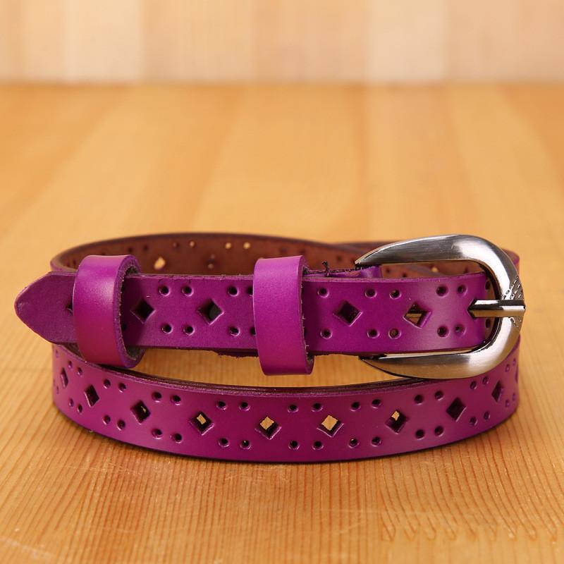 Ladies Genuine Leather Skinny Belt For Casual Wear With Metal Pin Closure