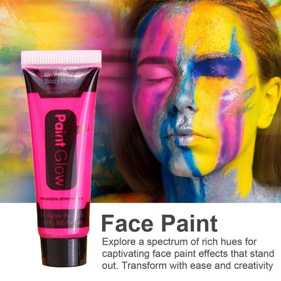 14.2ML UV Neon Face Paint Glow In The Dark Blacklight Fluorescent Water-Based Paint Washable Kids Adults Music Festivals Party Cosplay Makeup