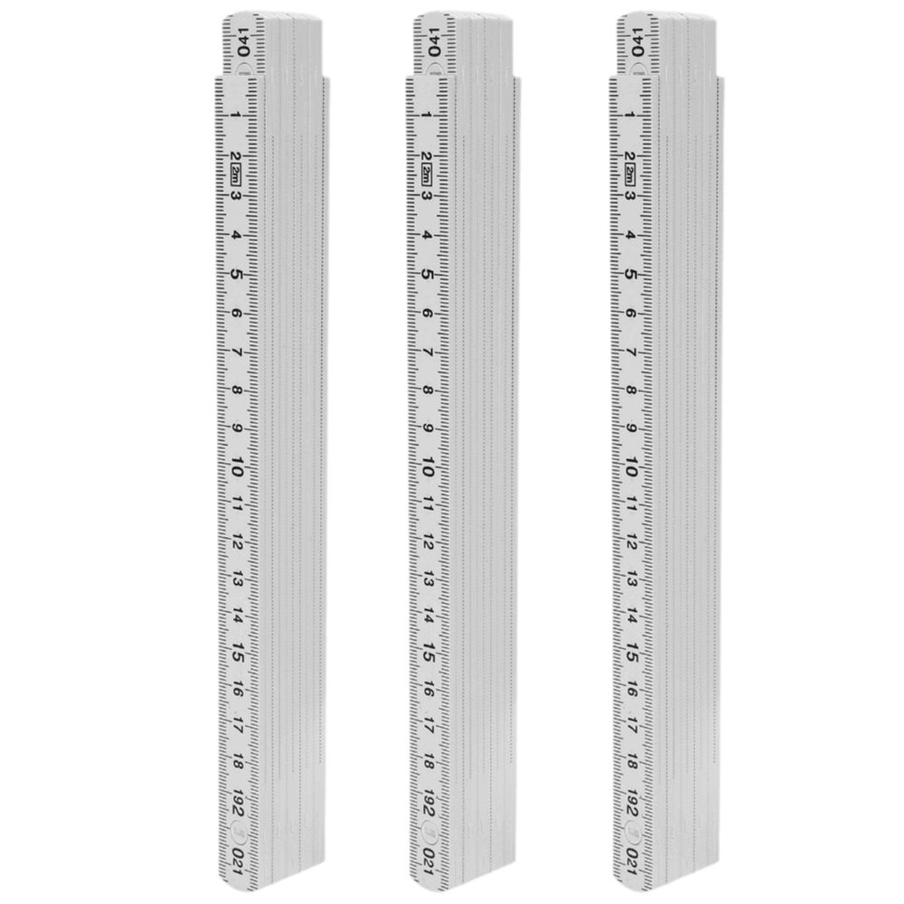 3PCS White Measuring Stick ABS Meter Stick Durable Foldable Ruler