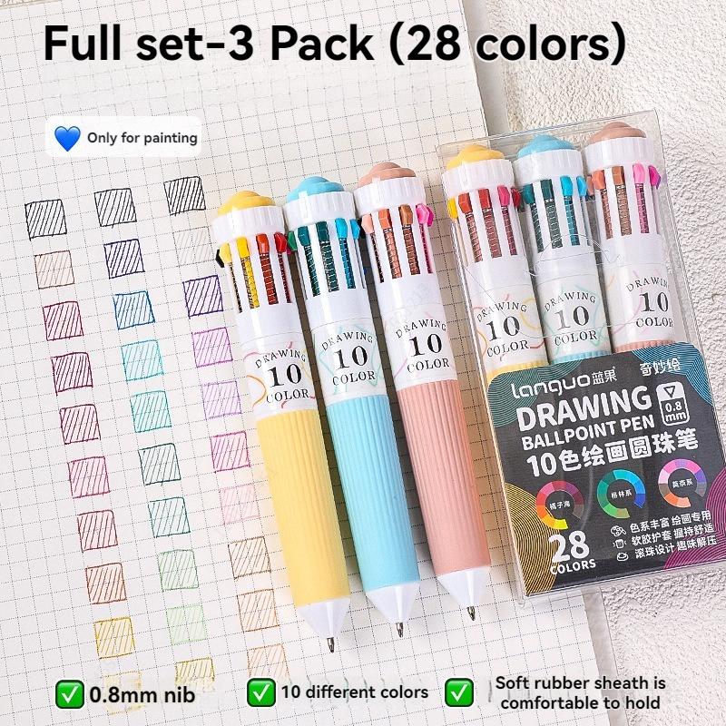 Xiaomi 1/6 Pack Multicolor Pens, 10-60 Colors,10-in-1 Colored Ballpoint Pen,0.8mm Writing,Retractable Ballpoint Pens office accessories