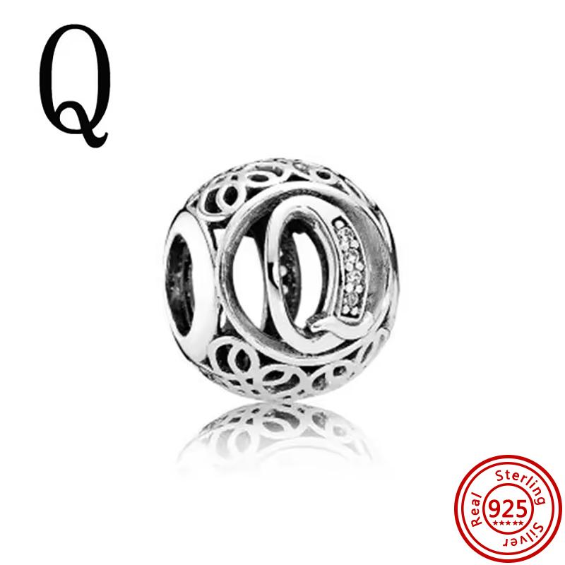 925 Чистая медь Символ бесконечности Полый Круг A-Z 26 Букв Алфавита Сияющие Циркониевые Бусины Подходят для Оригинального Браслета с Шармами Pantaro