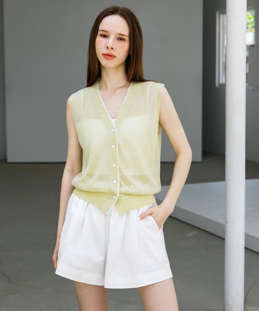 HYFVE Tone-On-Tone Sleeveless Cardigan