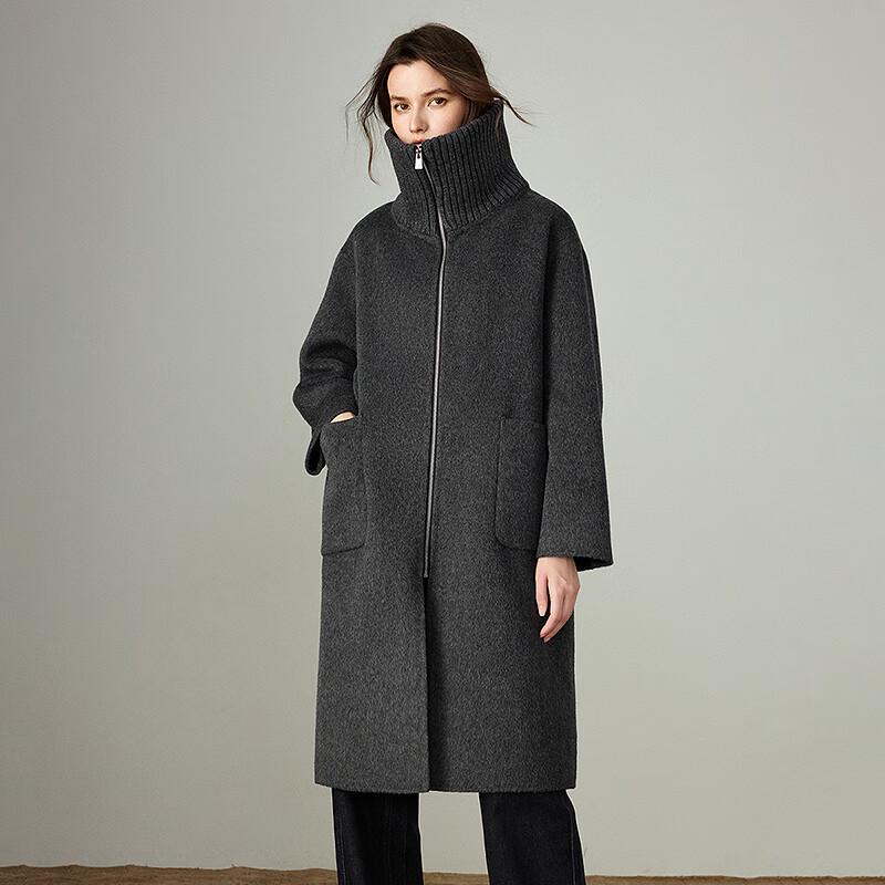 Chuyu Women's Knitted Collar Double-Faced Wool Coat