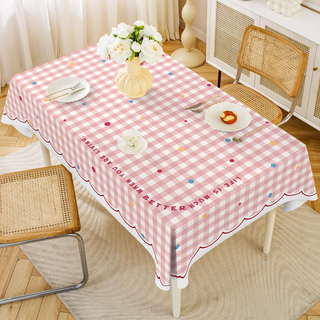 Cream Style Tablecloth Waterproof and Oil-proof Wash-free Light Luxury High-end Pvc Tablecloth Rectangular Table Mat Tablecloth