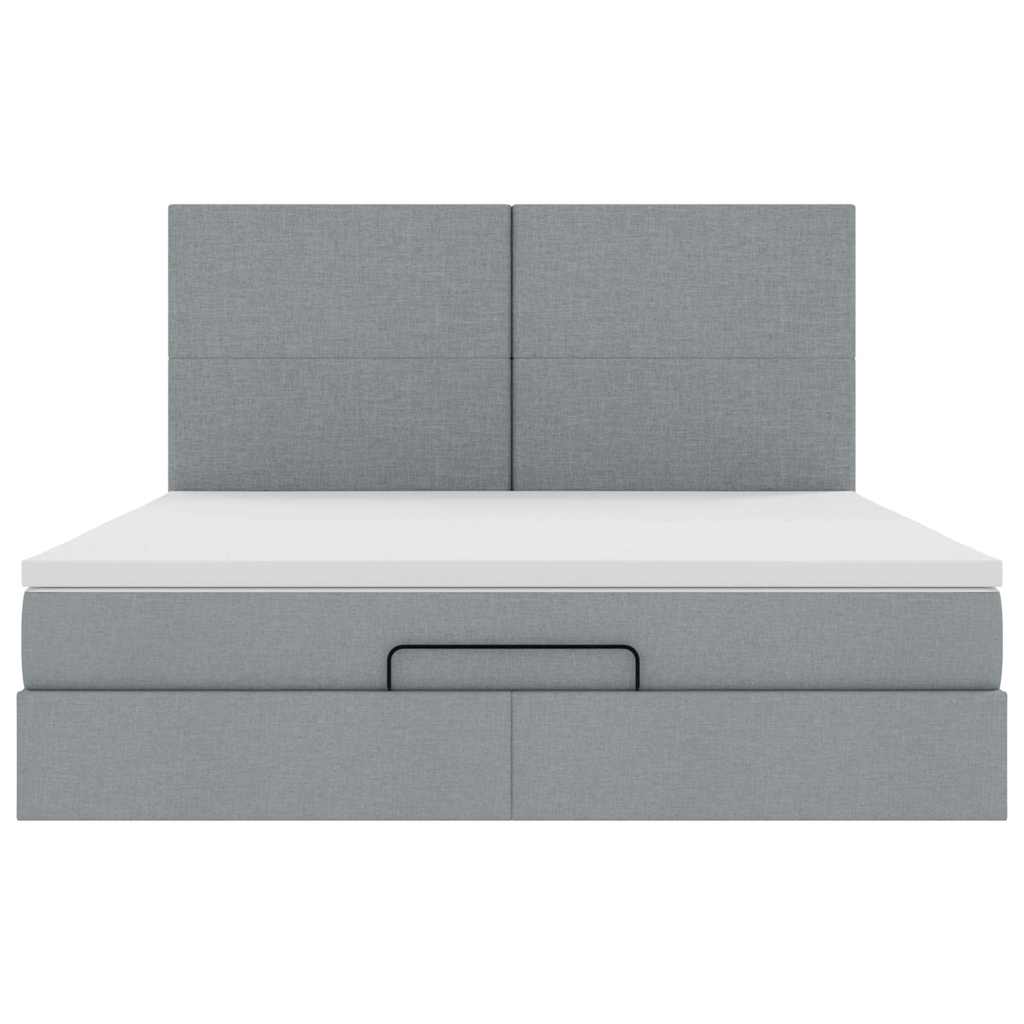 Enjoy restful nights with this Ottoman bed with mattress in light grey 160 x 200 cm fabric