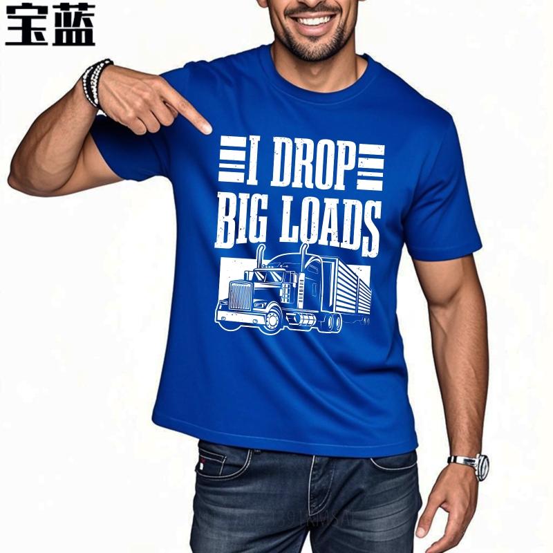 Большая летняя футболка для подростков I Drop Big Loads Графика грузовика Короткий рукав Свободный крой Круглый вырез Футболка Бренд Футболка