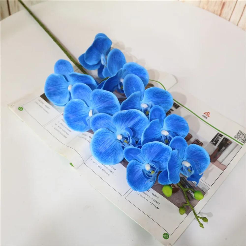 Латексная искусственная орхидея-бабочка с 9 головками 3D-печать Большой размер Искусственный фаленопсис Силикон ПУ На ощупь как настоящий Свадебный домашний декор