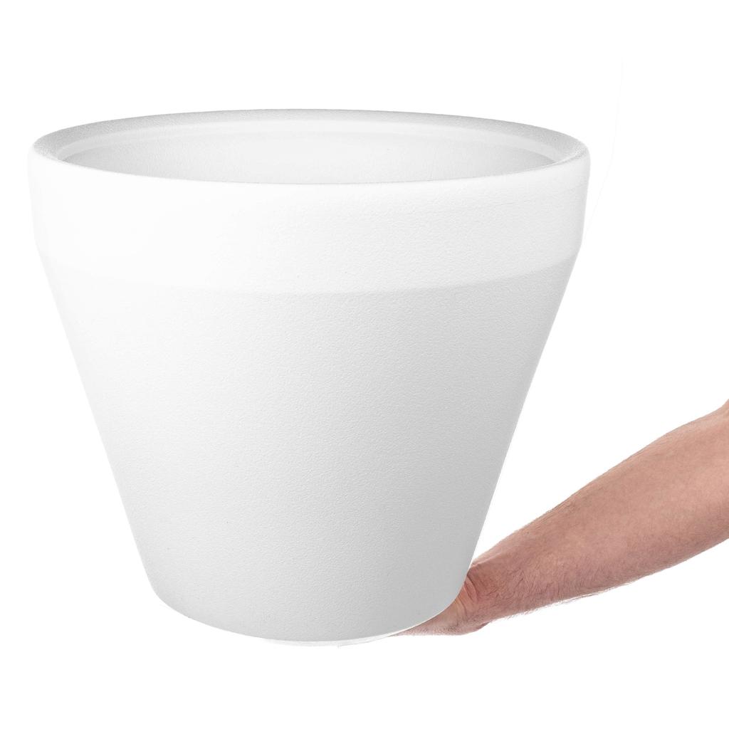 KADAX Doniczka Donica Duża Osłonka Na Kwiaty 39cm Okrągła Ogrodowa Kwietnik Biała