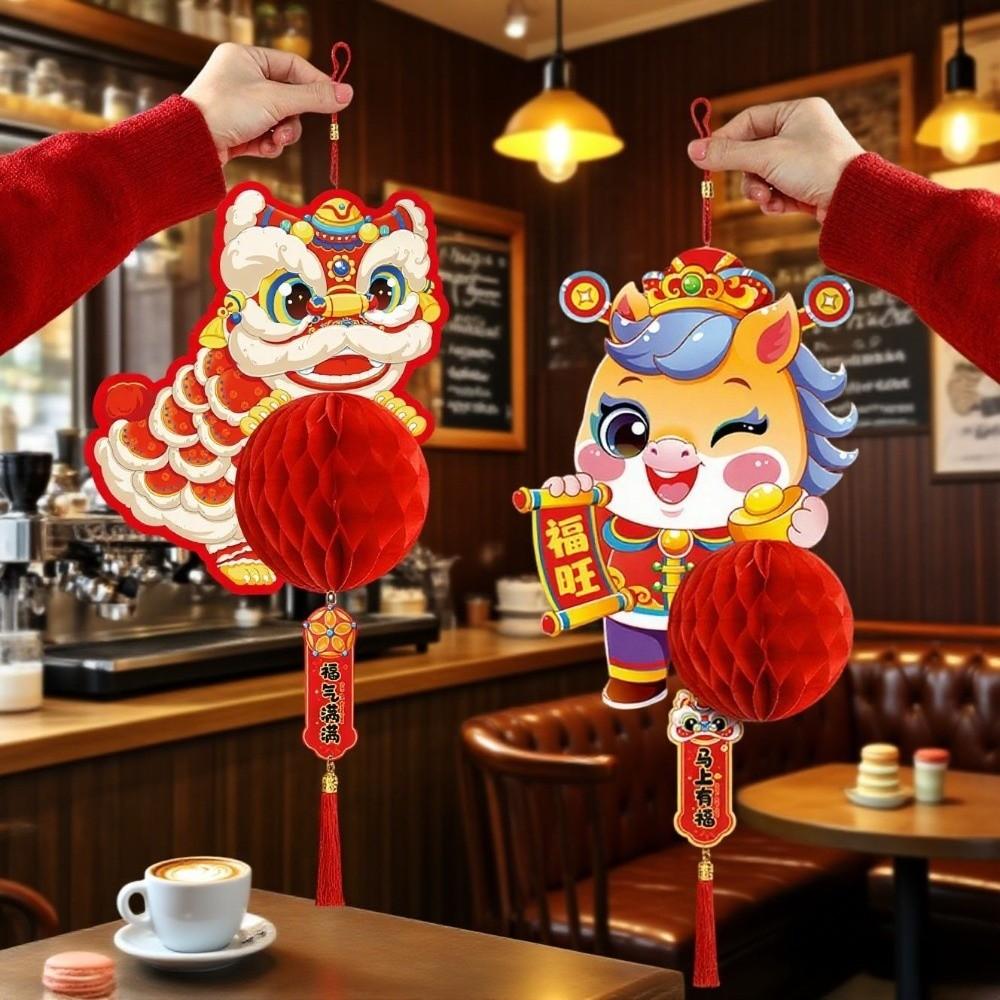 Chinese Style 2026 New Year Red Paper Lantern Blessing Lucky Lanterns Ornament  Party Gifts