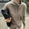 High Neck Cardigan Women Sweater Autumn Winter Loose Chunky Thick Knit Base Layer Coat Top