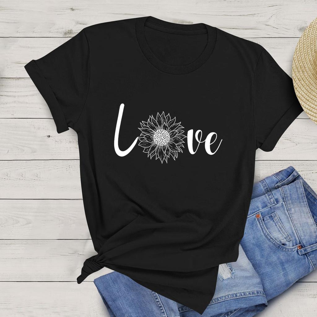 Женская повседневная хлопковая футболка с круглым вырезом и коротким рукавом