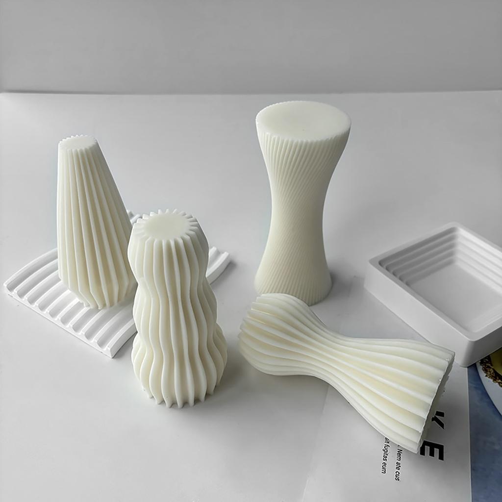 Unique and Elegant DIY Striped Mold Geometric Shape Candle Mold Convenient Silicone Mold for Striped Candle Crafting