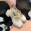 Summer New Sexy One-word with High-heeled Sandals Mary Jane Square Head Thick-heeled Single Shoes Women's Shoes