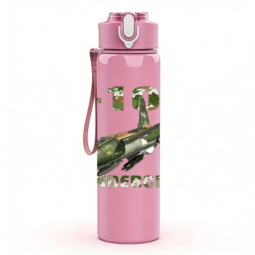 1PC F-105 Plane Jet 750ml sports water bottle leakproof straw lid outdoor office home