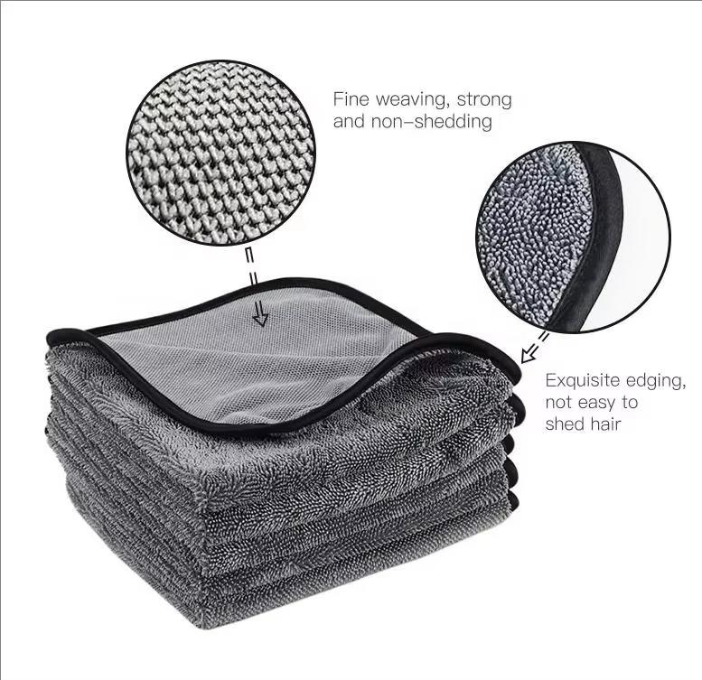 Professional 60*90cm 600gsm Ultra Absorbent Microfiber Car Wash Towel Quick-Dry Soft Knitted Cleaning Cloth for Auto