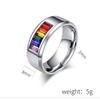 Titanium Steel Rainbow Ring for Men's Women's Fashion Ring Couple Pair Ring Jewelry