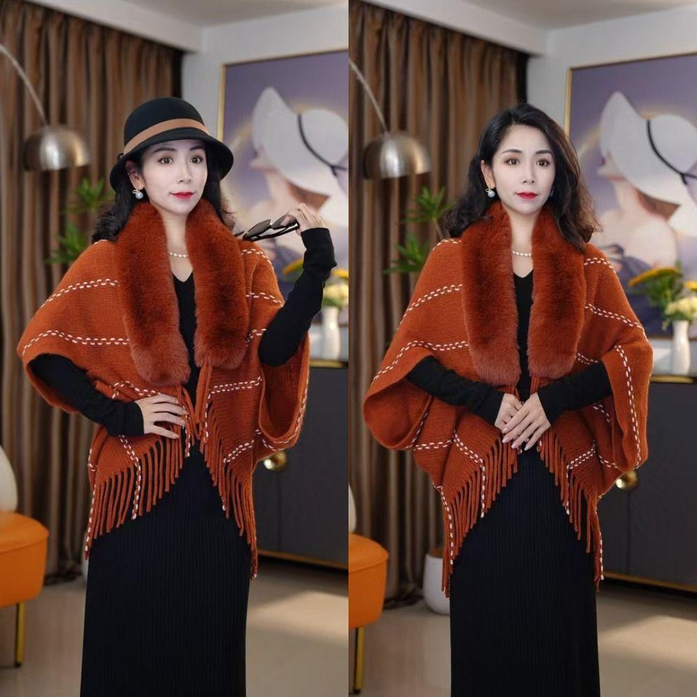 Knitted Plush Wraps Scarf Winter Warm Tassel Loose Shawl  for Evening Dresses Wedding