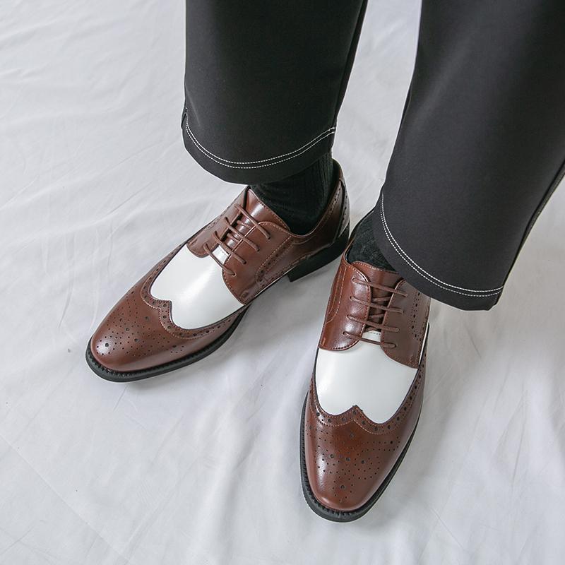 Мужские броги дерби оксфорды коричневые черные кожаные формальные деловые туфли мужские туфли для смокинга свадьбы танцев больших размеров