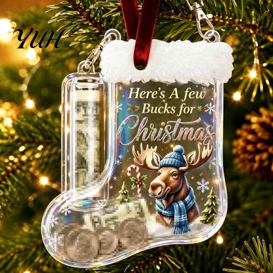 Christmas Party Gift for Friends Cash Stocking, Money Holder Hanging Ornament, Unique Funny Stocking Ornament Xmas Tree Decoration Reusable