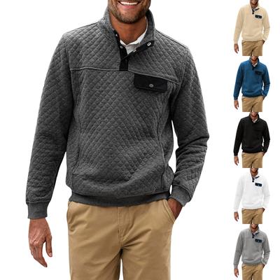 Мужская зимняя однотонная толстовка в клетку Diamond Check Мужская повседневная толстовка с карманом на пуговицах