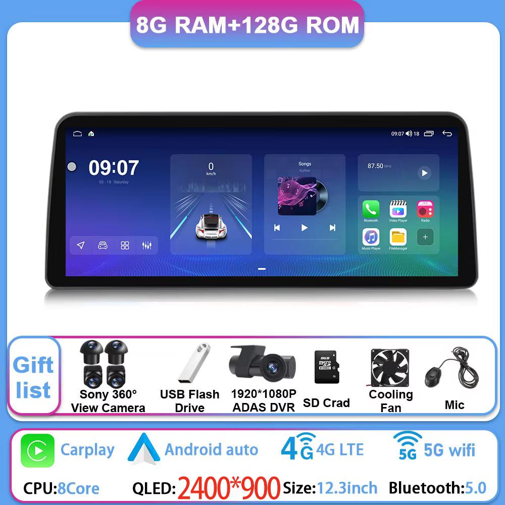 AABHG1 12.3 Inch Android 15 For GMC Yukon Chevrolet Tahoe Silverado 2007 - 2013 Car Radio Multimedia Player GPS Head Unit Auto StereoBT