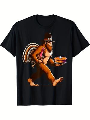 Men's Funny Pilgrim Sarkozy Snowman & Pumpkin Pie Thanksgiving T-Shirt - Humorous Turkey & Pilgrim D