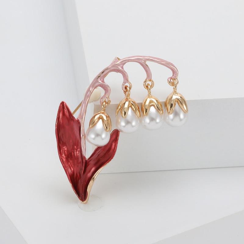 Милые броши «Ландыш» для женщин, золотой цвет, эмалированная брошь с растением, булавки, вечерние офисные украшения, подарки