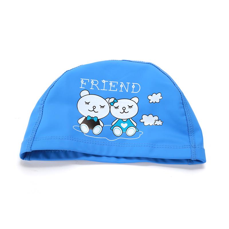 Детская удобная шапочка для плавания «Дельфин» - Однотонная с ПУ-покрытием, Подходит для мальчиков и девочек.