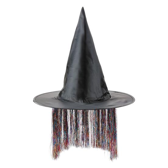 Женская шляпа ведьмы Темный загадочный стиль Шляпа ведьмы из ткани Оксфорд с кисточкой Декор Аксессуары для косплей-вечеринок