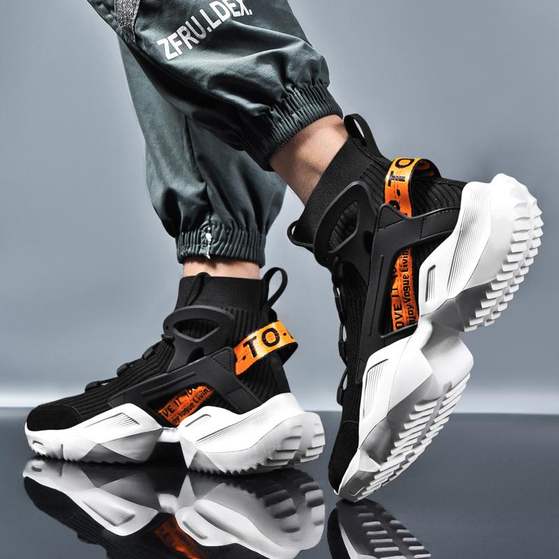 High-top Socks Shoes Lightweight Chunky Sneakers Men White Shoes Trend Street Sports Running Shoes Male Sneaker