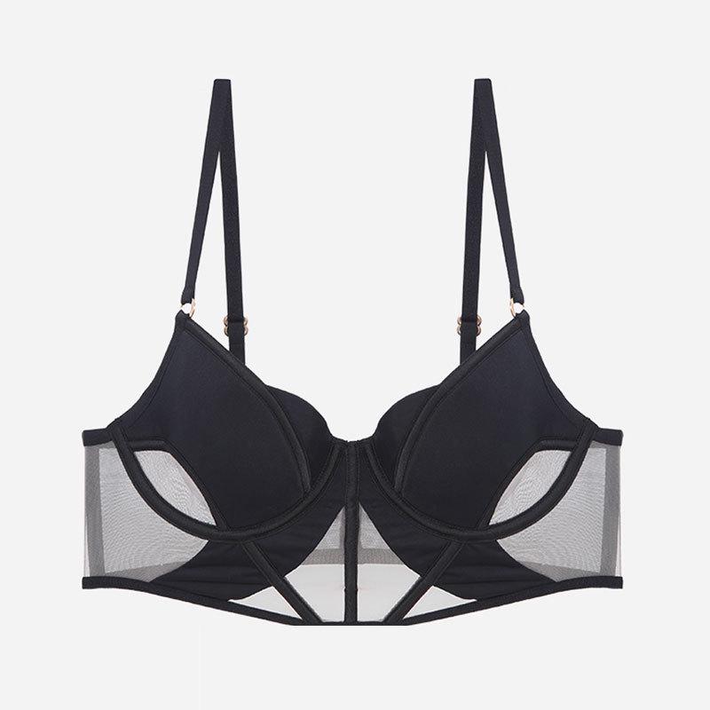 "Элегантный французский сетчатый полый сексуальный комплект нижнего белья для женщин - Ультратонкий летний бюстгальтер"