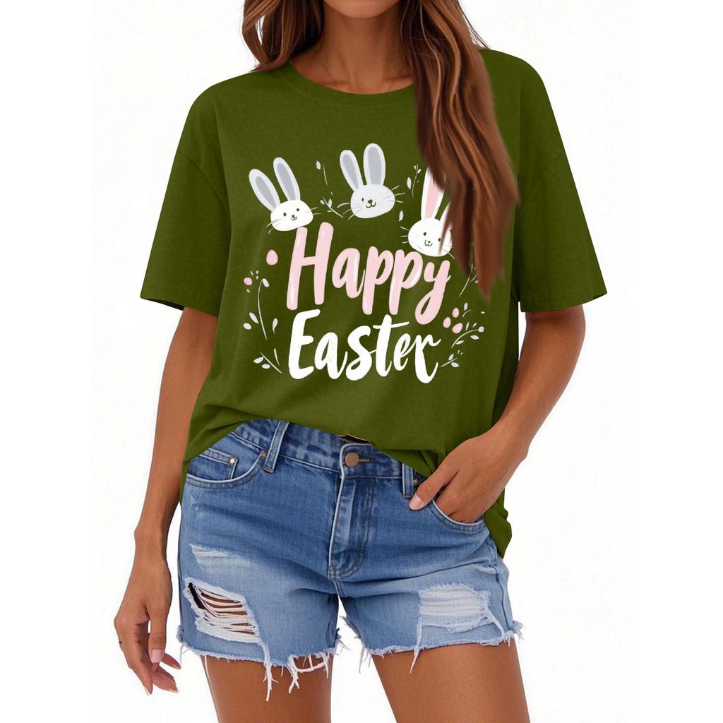 Женская повседневная свободная футболка с принтом, круглый вырез, пуловер, короткий рукав, топ